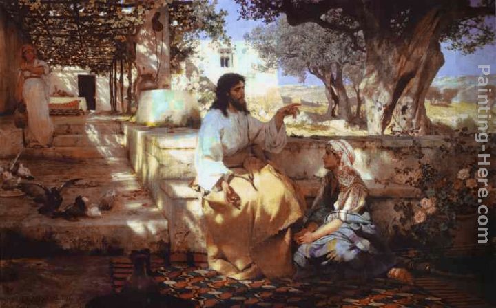 Christ in the House of Martha and Mary painting - Henryk Hector Siemiradzki Christ in the House of Martha and Mary art painting